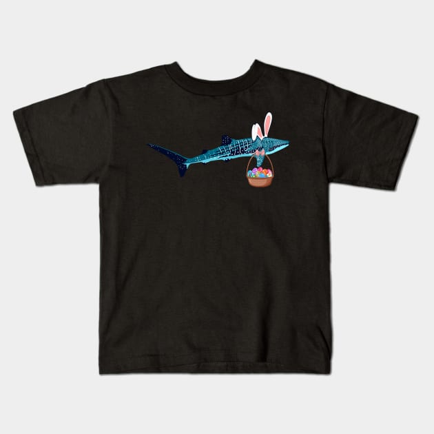 Whale Shark Easter Eggs Rhincodon typus Bunny Ears Easter Kids T-Shirt by Msafi